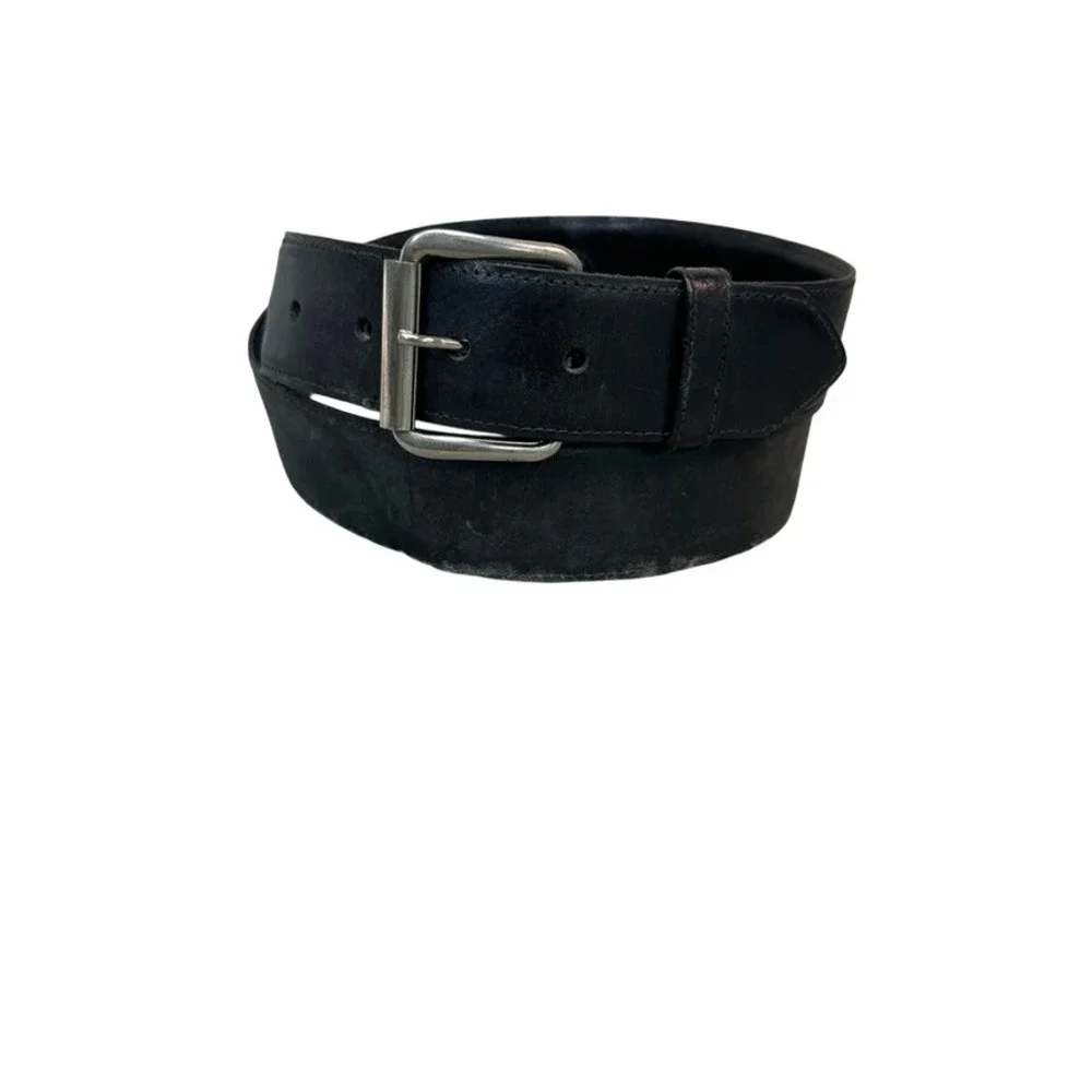 Black Cowhide Leather Money Belt Made in USA Hidden Zipper Travel Security 40